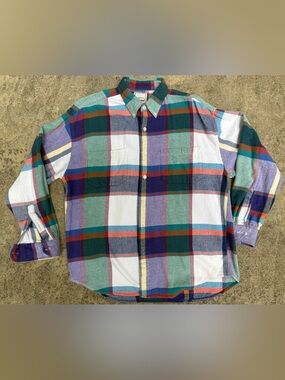 Vintage 80s Body Equip Plaid Button-Down Shirt in Multi-color Sz L